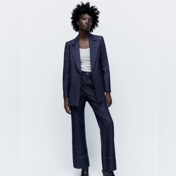 Zara Denim Blazer with gold button xs - Picture 4 of 5